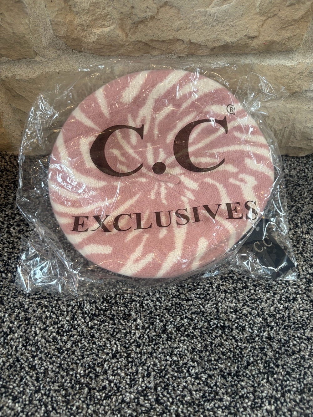 C.C Exclusive Pink and Cream Swirl Pouf